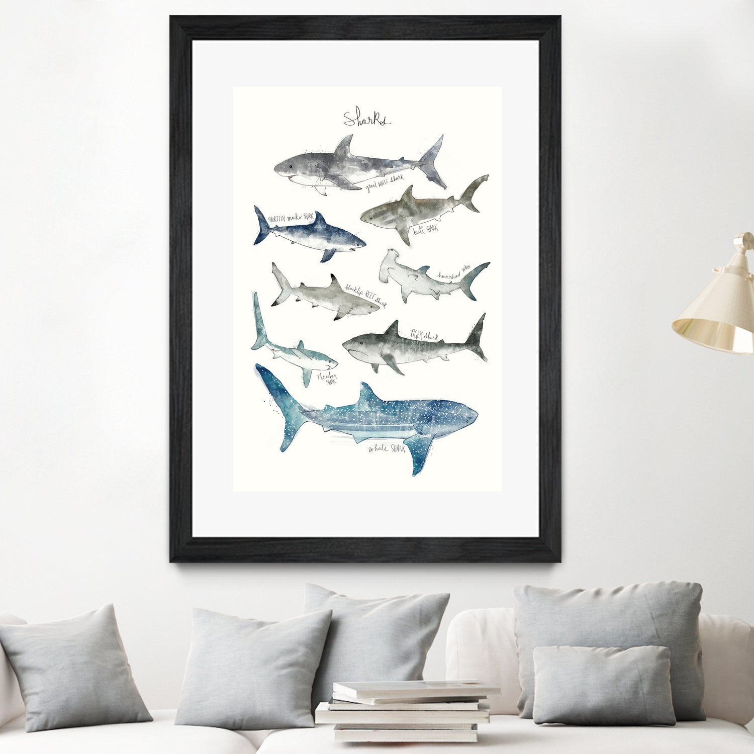 Sharks by Amy Hamilton on GIANT ART - blue mixed media