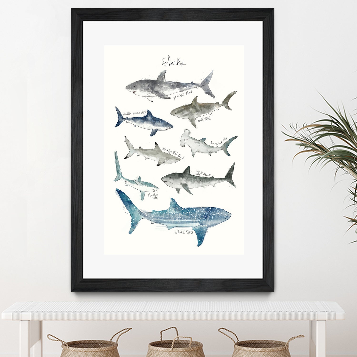 Sharks by Amy Hamilton on GIANT ART - blue mixed media