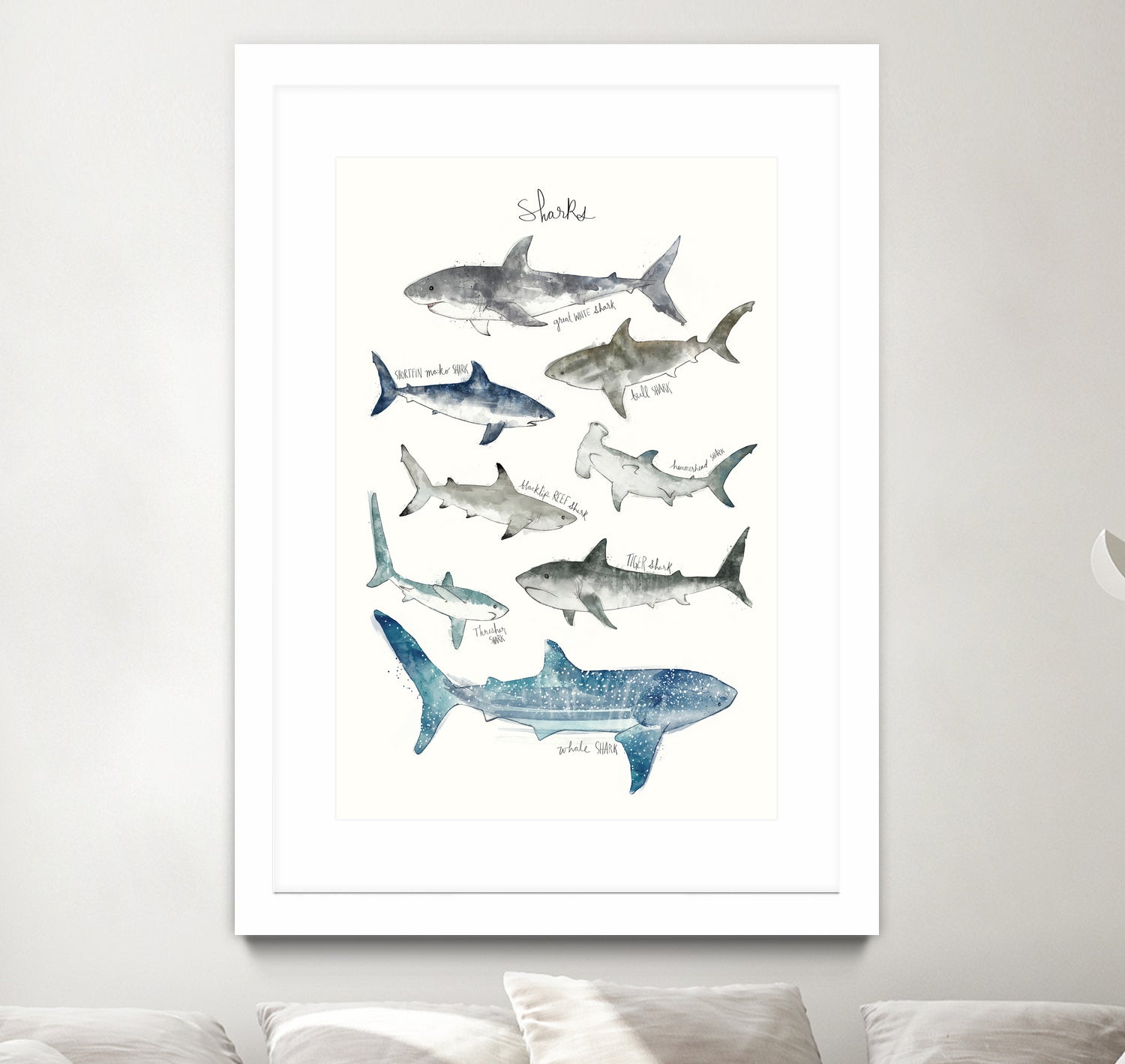 Sharks by Amy Hamilton on GIANT ART - blue mixed media