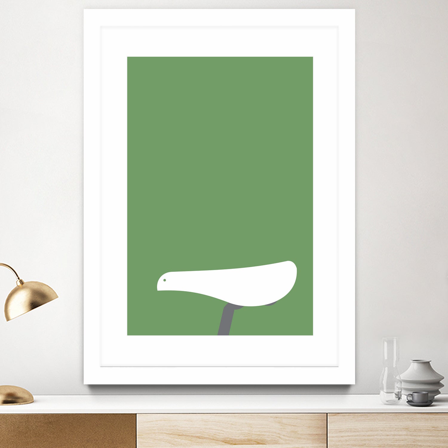 Bicycle Bird Minimal by Nilesh Kulkarni on GIANT ART - green vector illustration