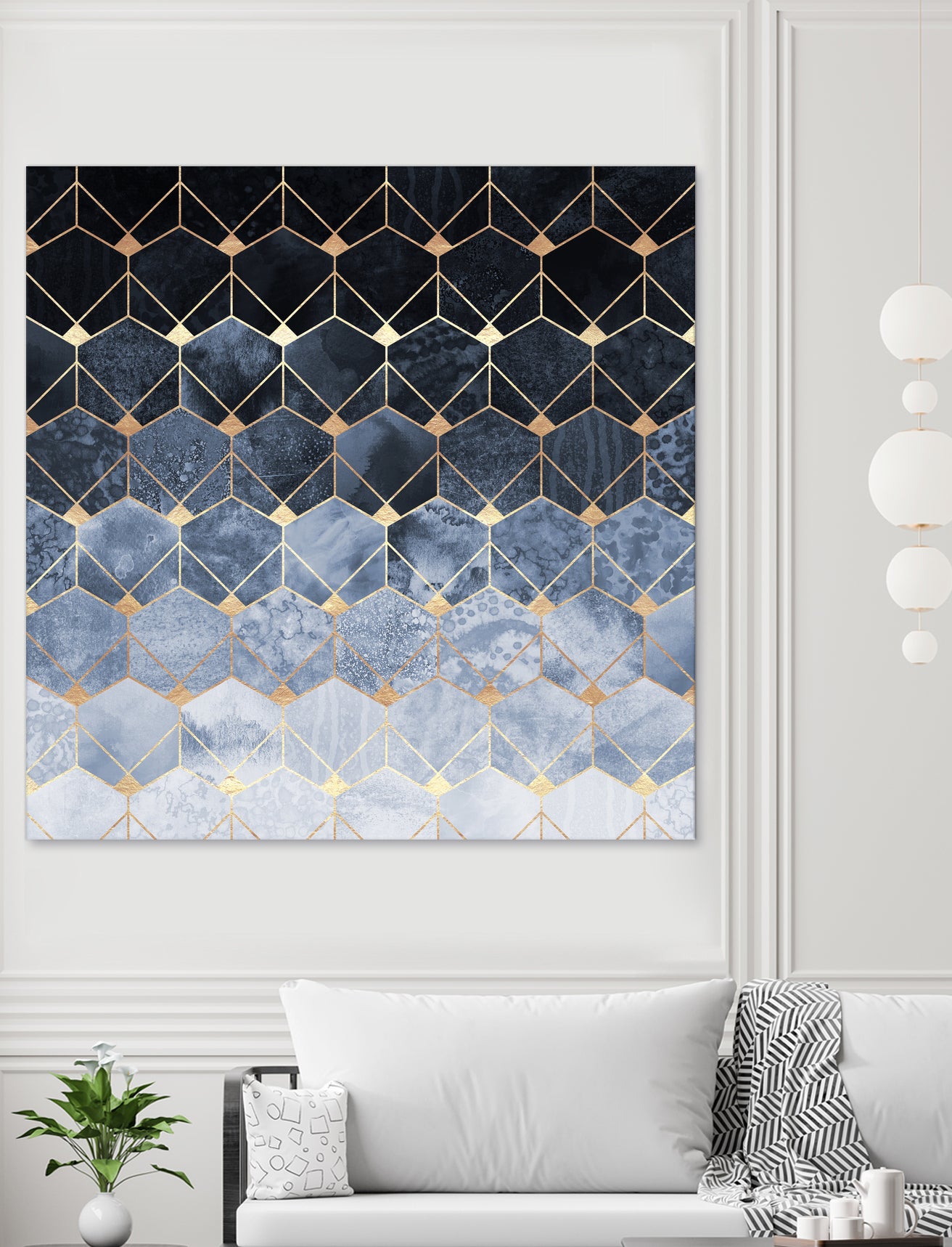 Blue hexagons and diamonds by Elisabeth Fredriksson on GIANT ART - blue digital painting