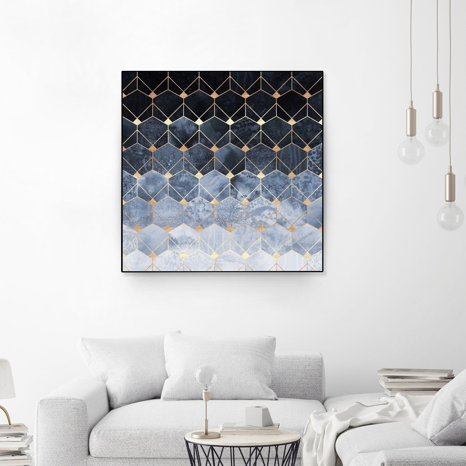 Blue hexagons and diamonds by Elisabeth Fredriksson on GIANT ART - blue digital painting