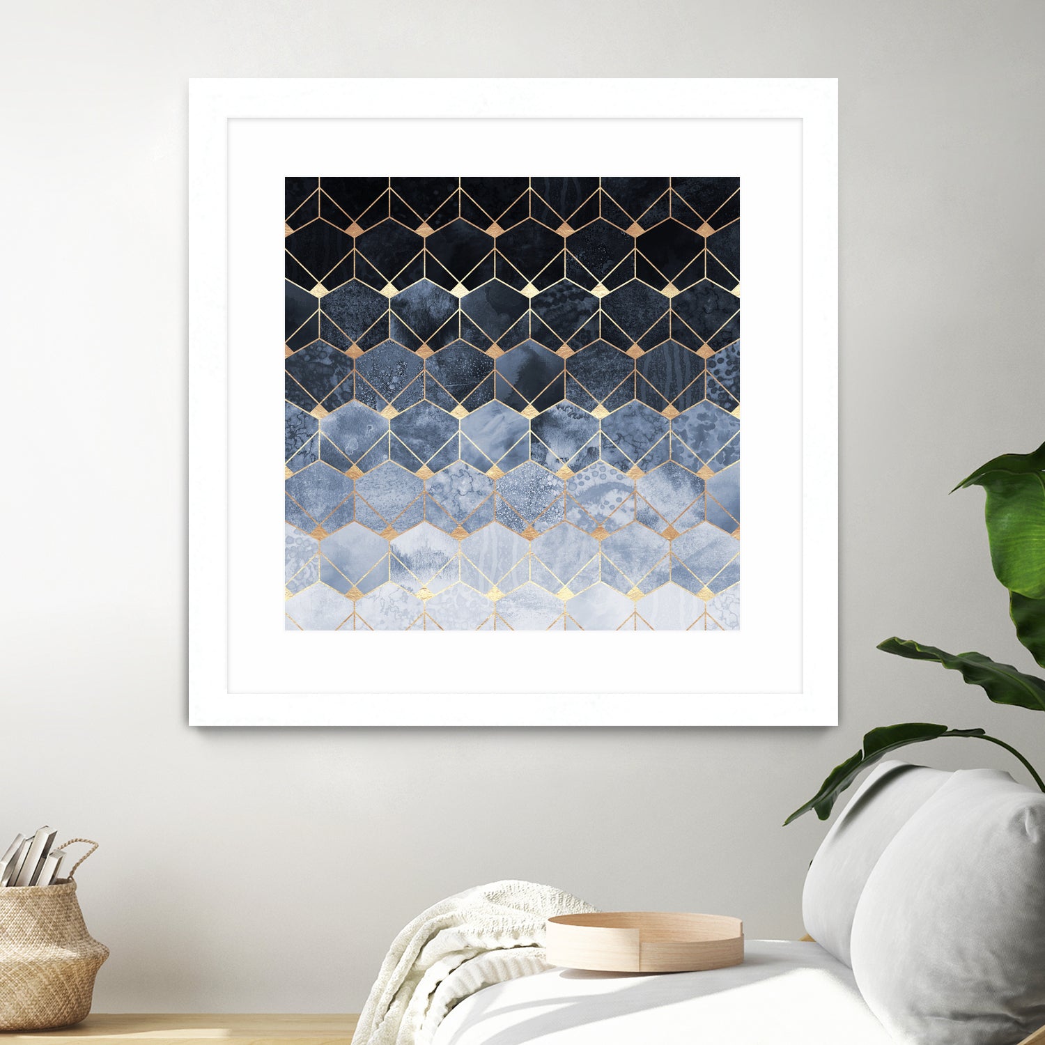 Blue hexagons and diamonds by Elisabeth Fredriksson on GIANT ART - blue digital painting