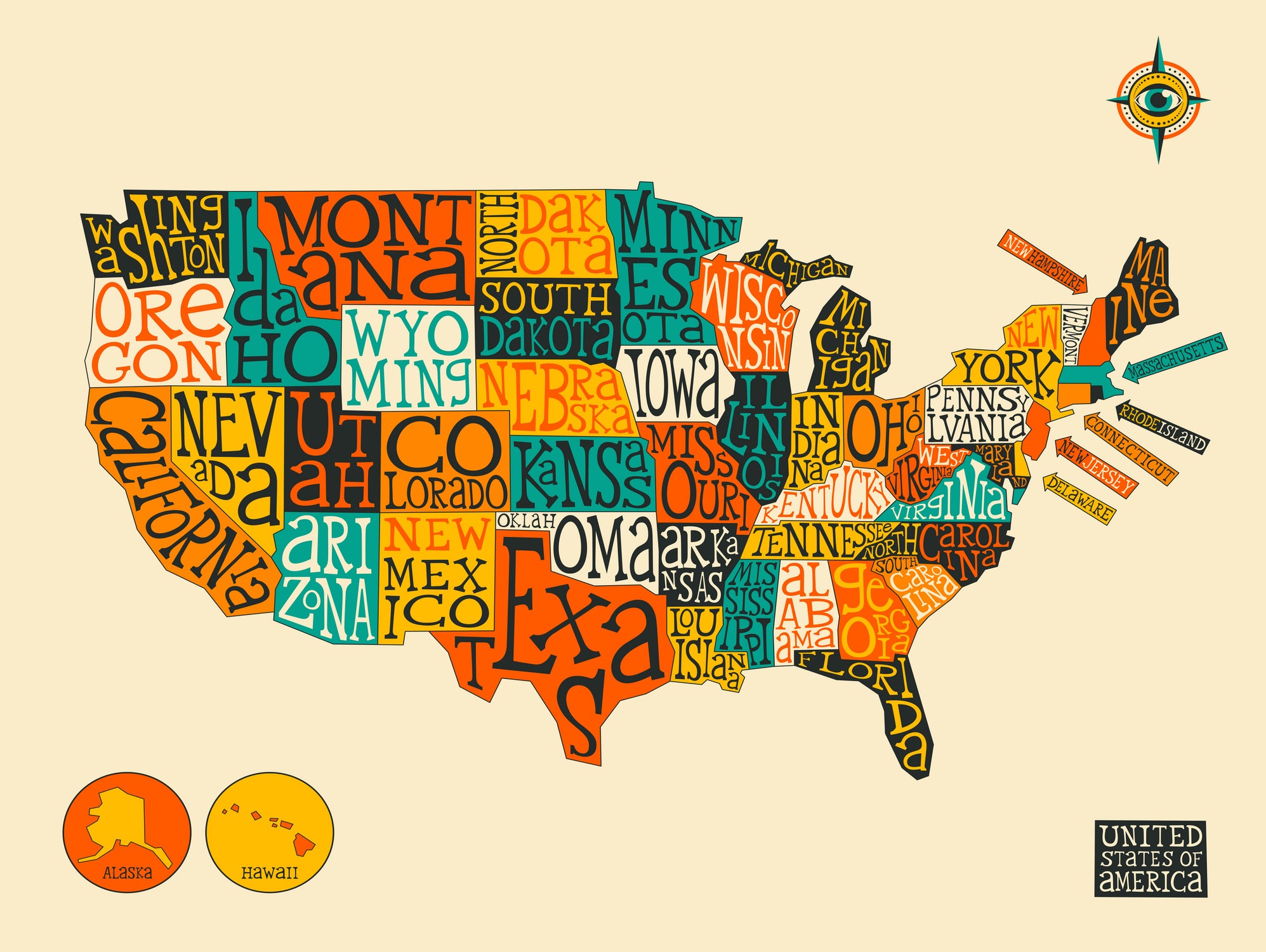 United States Map by Jazzberry Blue on GIANT ART - white vector illustration