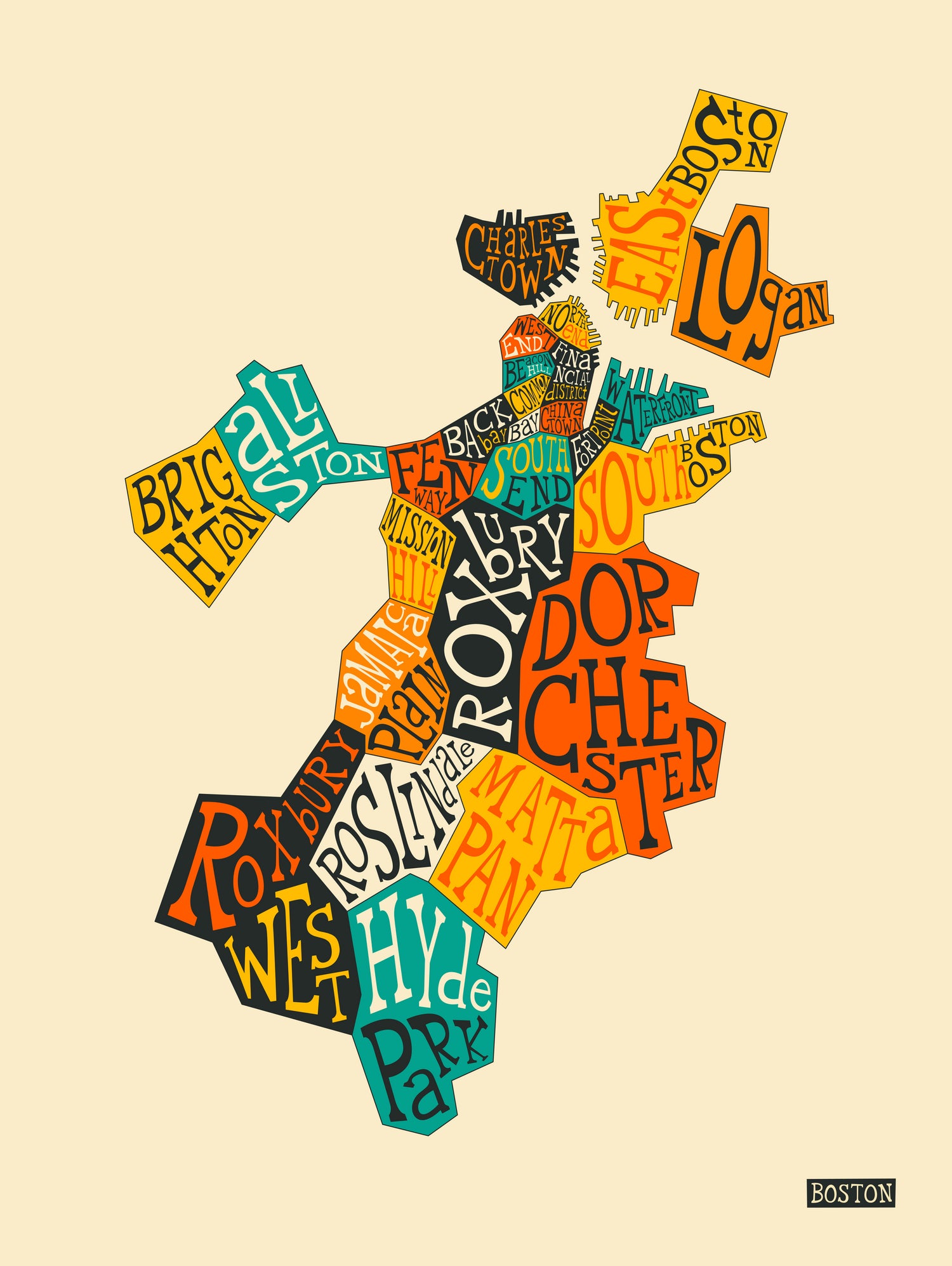 Boston Neighborhoods by Jazzberry Blue on GIANT ART - red vector illustration