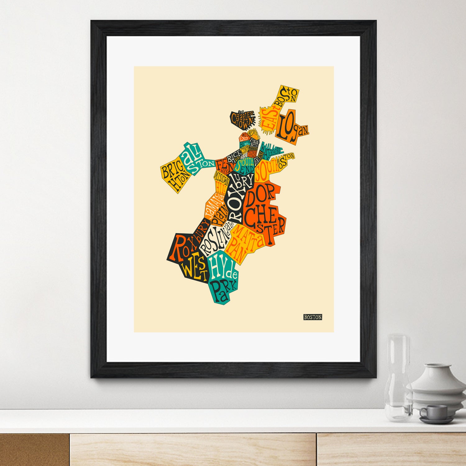 Boston Neighborhoods by Jazzberry Blue on GIANT ART - red vector illustration