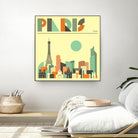 Paris Skyline by Jazzberry Blue on GIANT ART - pink vector illustration