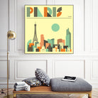 Paris Skyline by Jazzberry Blue on GIANT ART - pink vector illustration