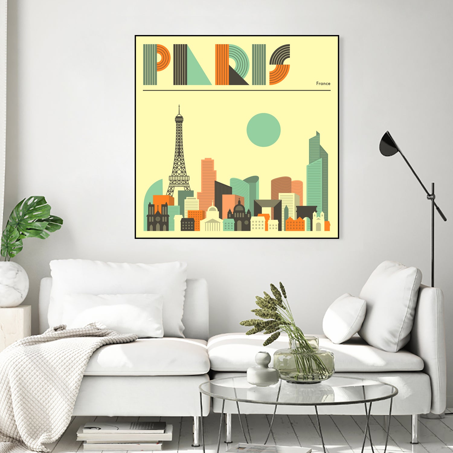 Paris Skyline by Jazzberry Blue on GIANT ART - pink vector illustration