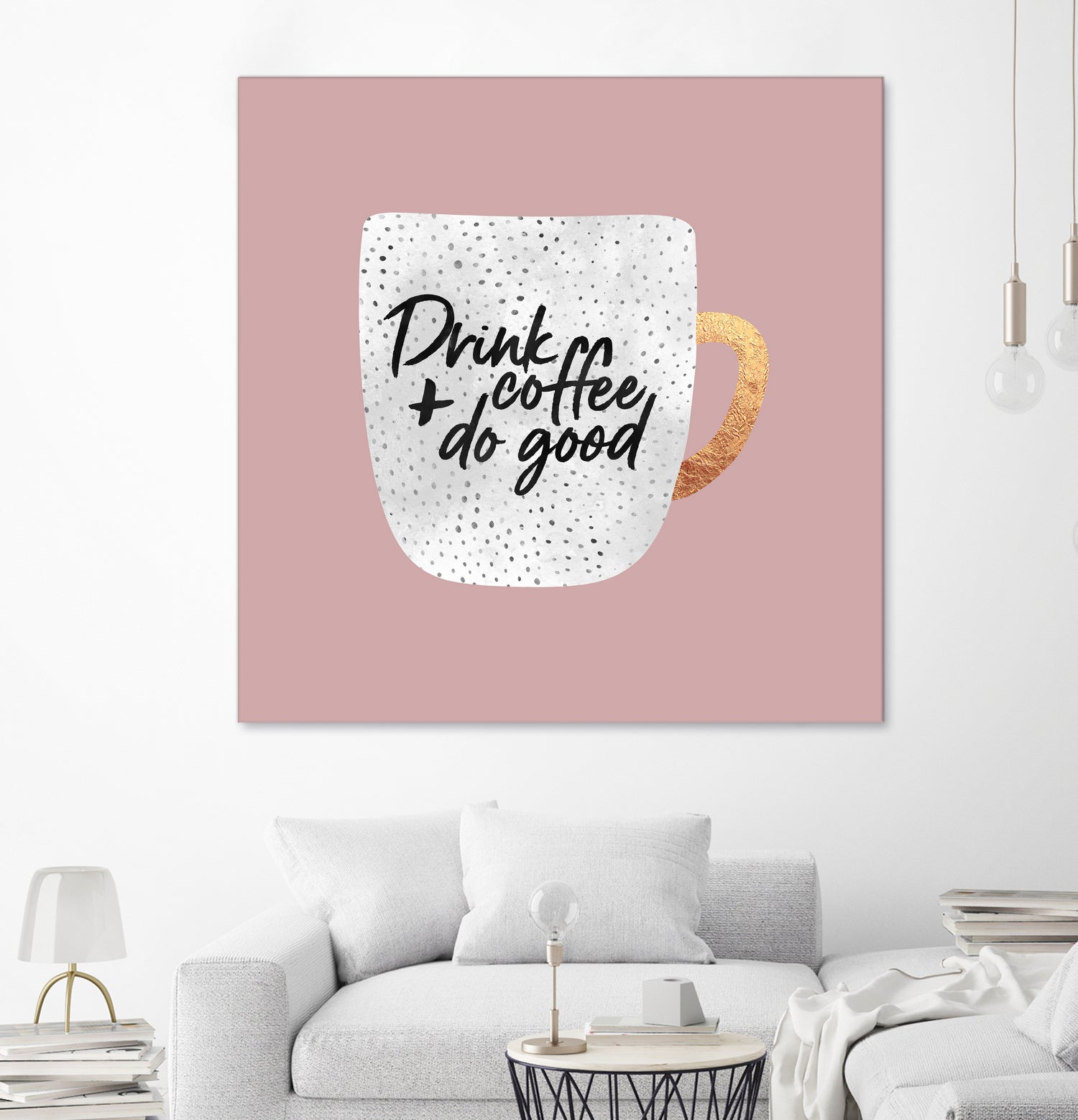 Drink coffee and do good 2 by Elisabeth Fredriksson on GIANT ART - pink digital painting