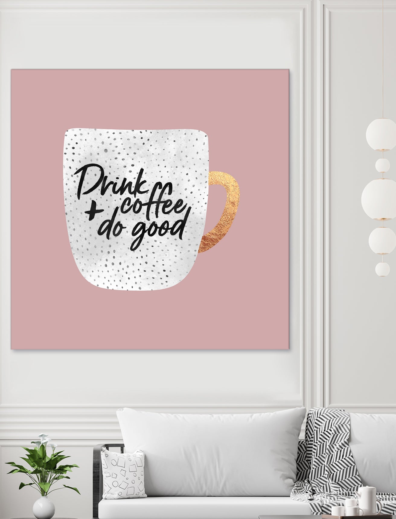 Drink coffee and do good 2 by Elisabeth Fredriksson on GIANT ART - pink digital painting