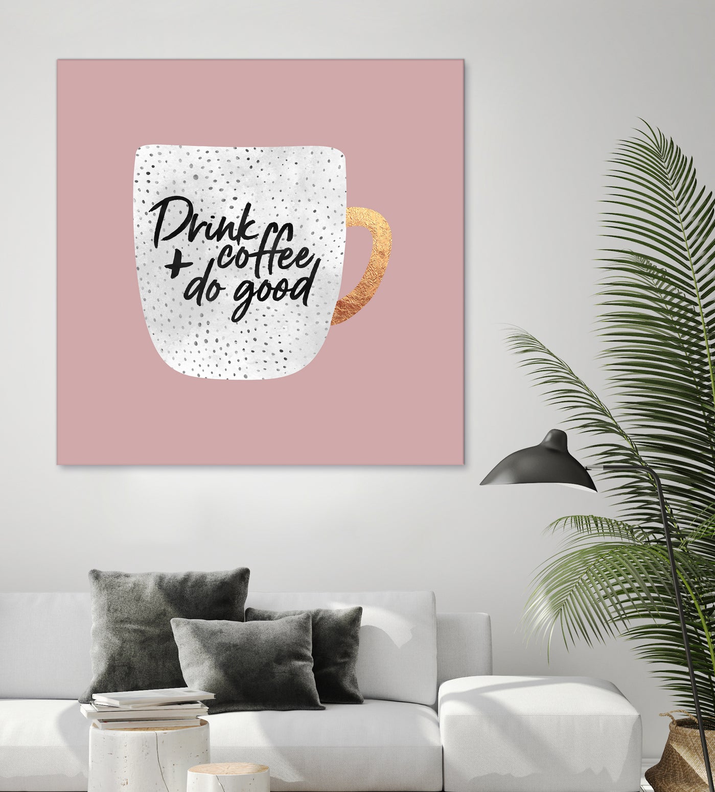 Drink coffee and do good 2 by Elisabeth Fredriksson on GIANT ART - pink digital painting