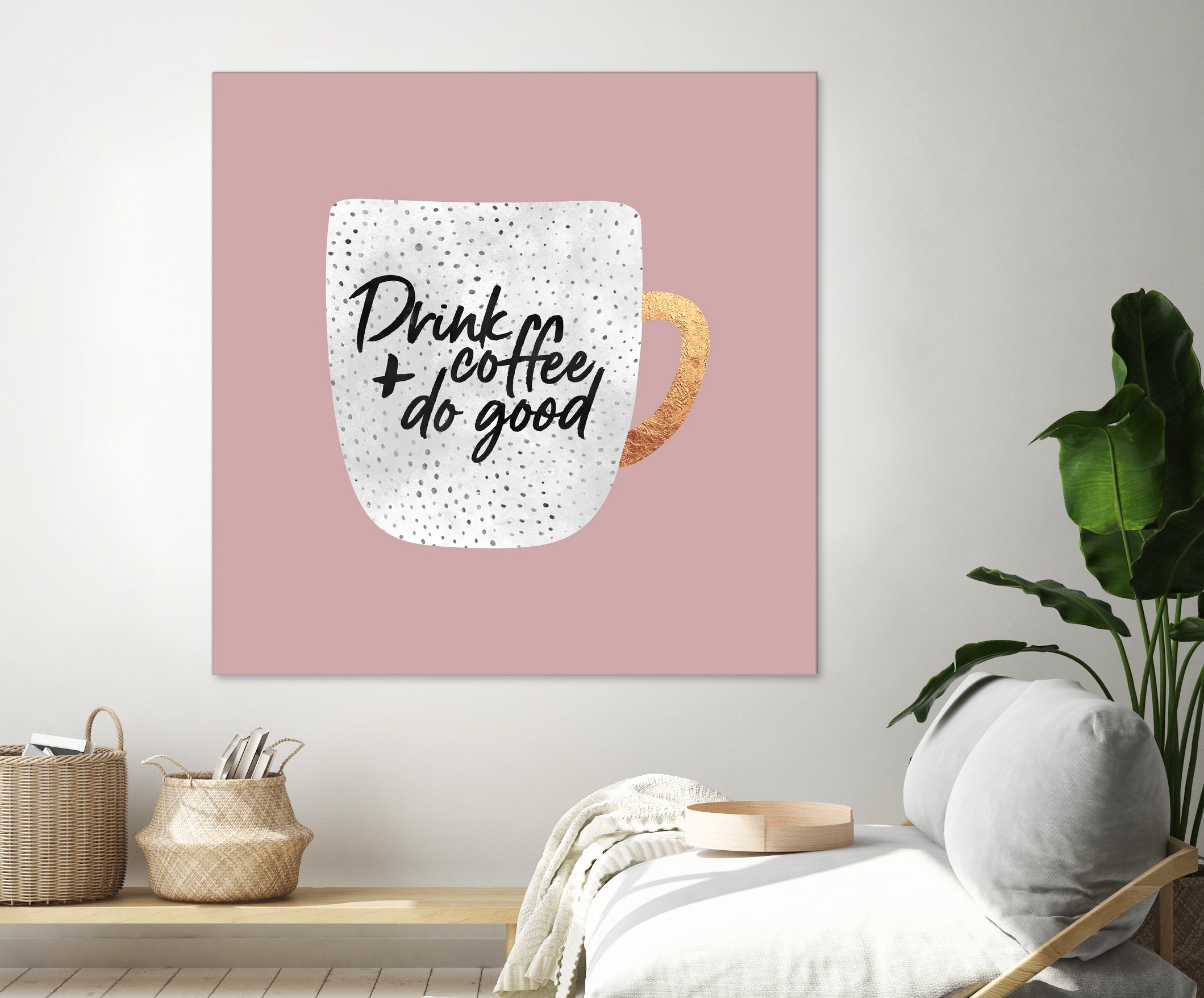 Drink coffee and do good 2 by Elisabeth Fredriksson on GIANT ART - pink digital painting