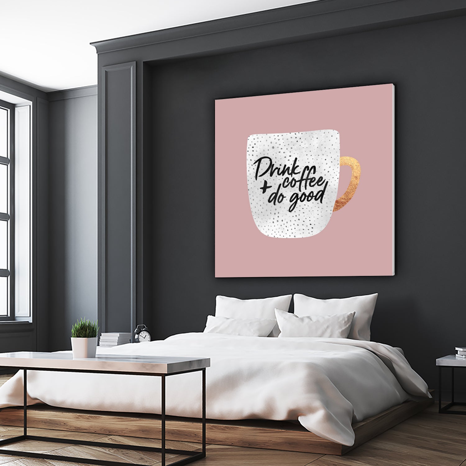 Drink coffee and do good 2 by Elisabeth Fredriksson on GIANT ART - pink digital painting