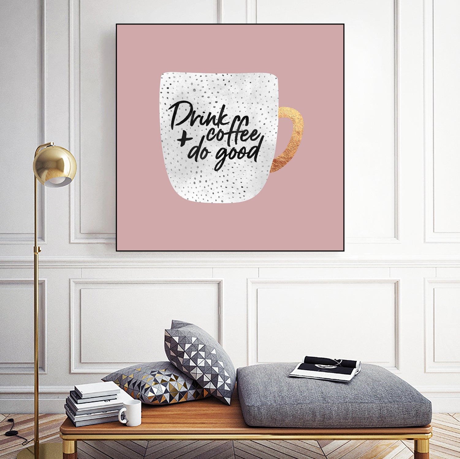 Drink coffee and do good 2 by Elisabeth Fredriksson on GIANT ART - pink digital painting