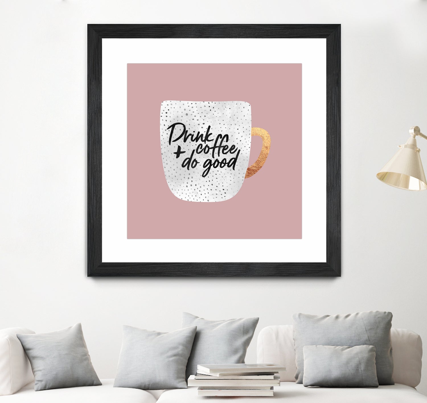 Drink coffee and do good 2 by Elisabeth Fredriksson on GIANT ART - pink digital painting