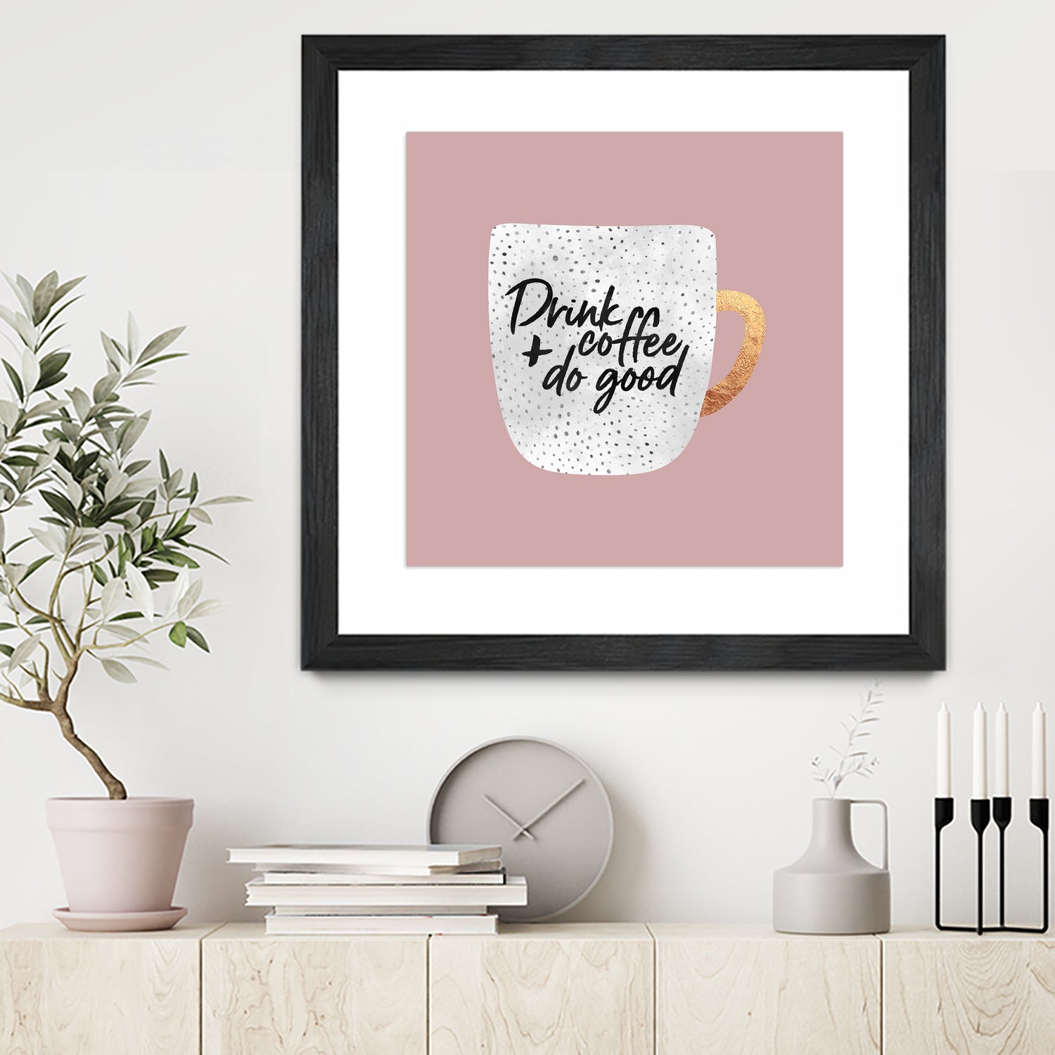 Drink coffee and do good 2 by Elisabeth Fredriksson on GIANT ART - pink digital painting