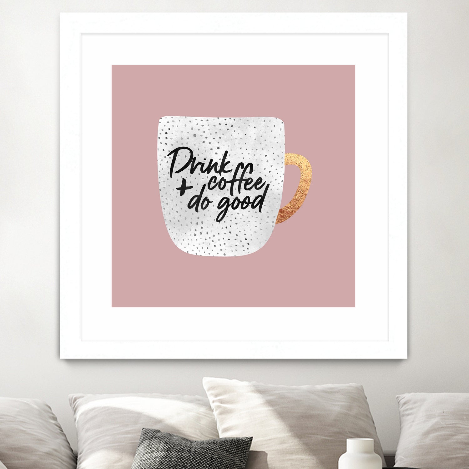 Drink coffee and do good 2 by Elisabeth Fredriksson on GIANT ART - pink digital painting