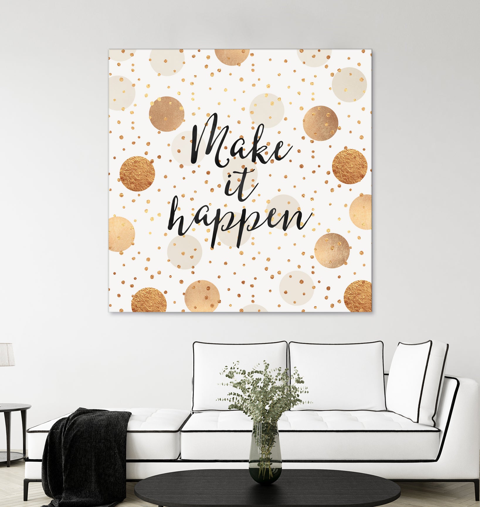 Make it happen - Gold Dots by Elisabeth Fredriksson on GIANT ART - yellow digital painting