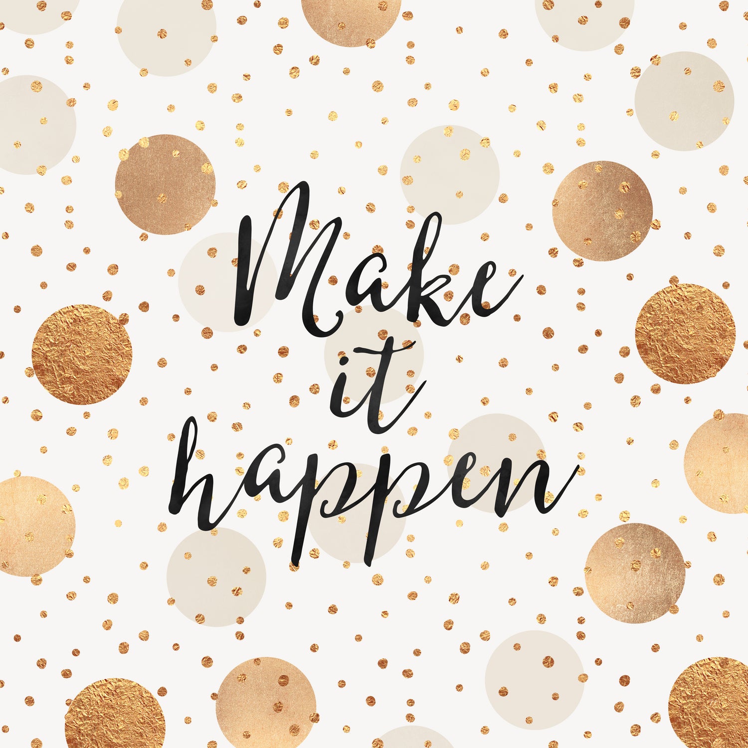 Make it happen - Gold Dots by Elisabeth Fredriksson on GIANT ART - yellow digital painting