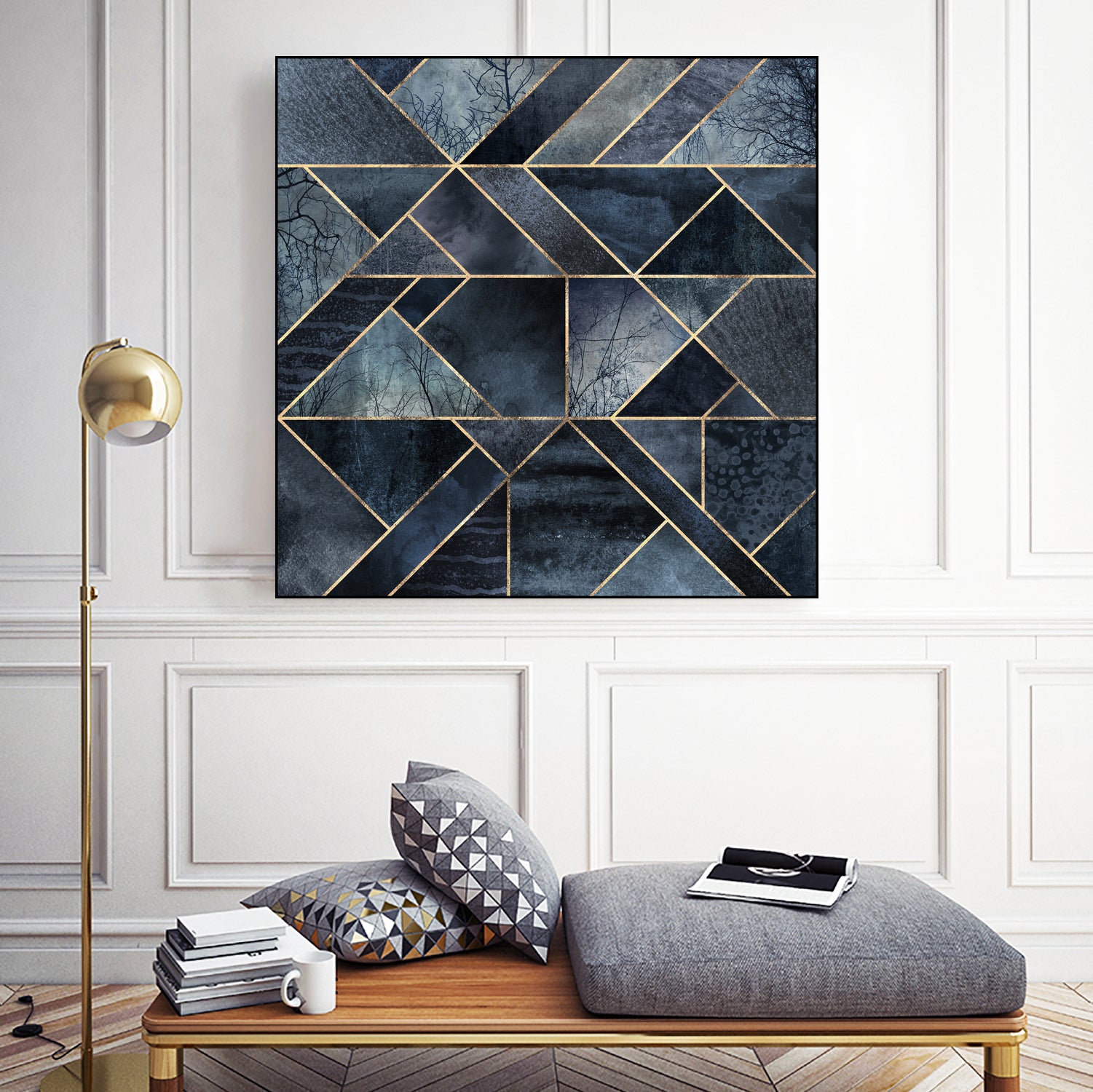 Abstract Nature - Dark Blue by Elisabeth Fredriksson on GIANT ART - blue digital painting