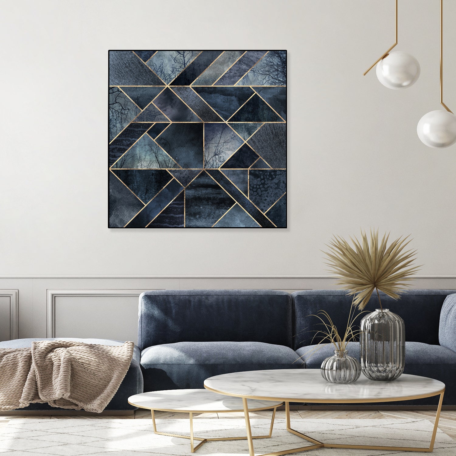 Abstract Nature - Dark Blue by Elisabeth Fredriksson on GIANT ART - blue digital painting