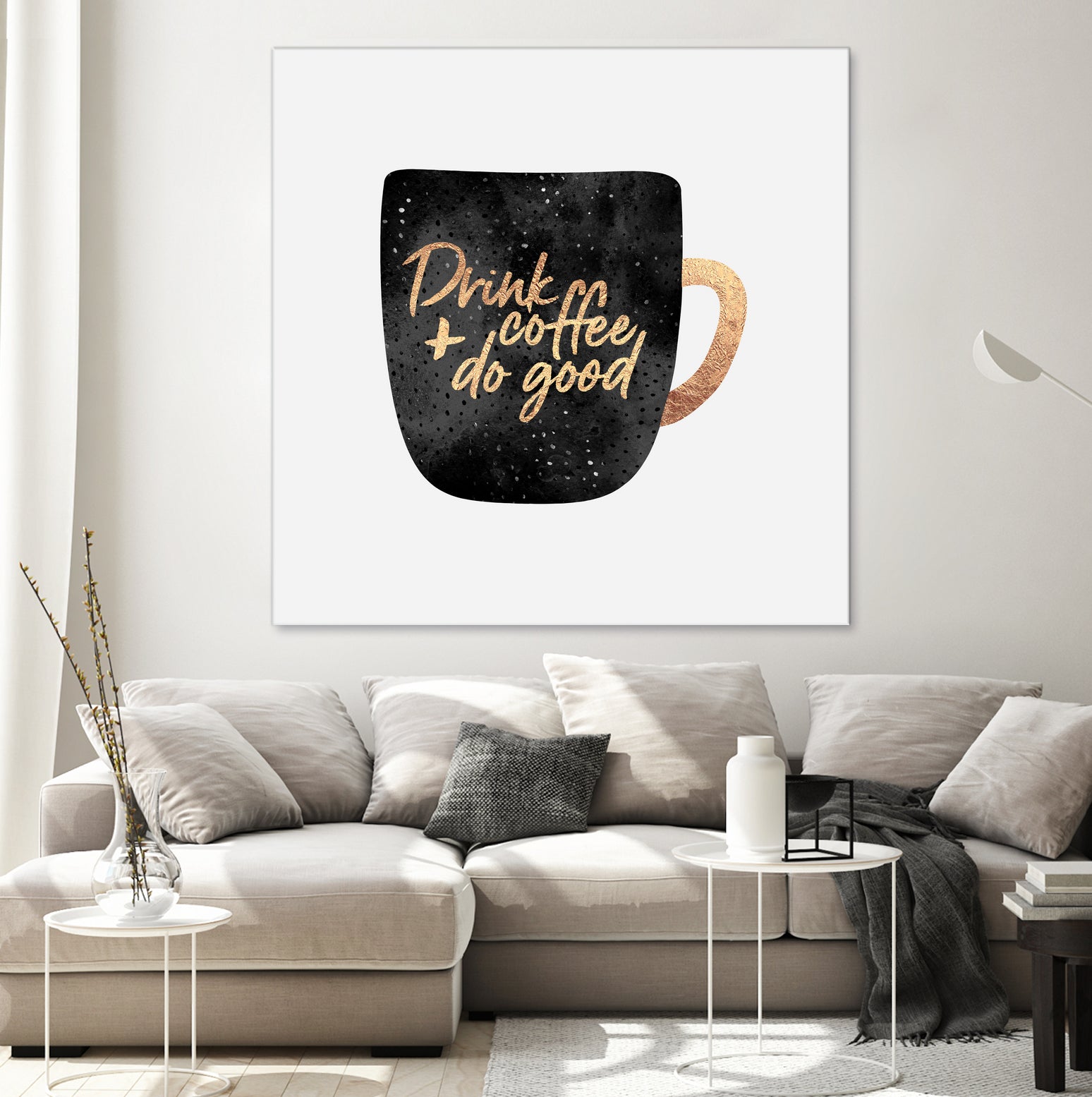 Drink Coffee And Do Good 1 by Elisabeth Fredriksson on GIANT ART - black digital painting