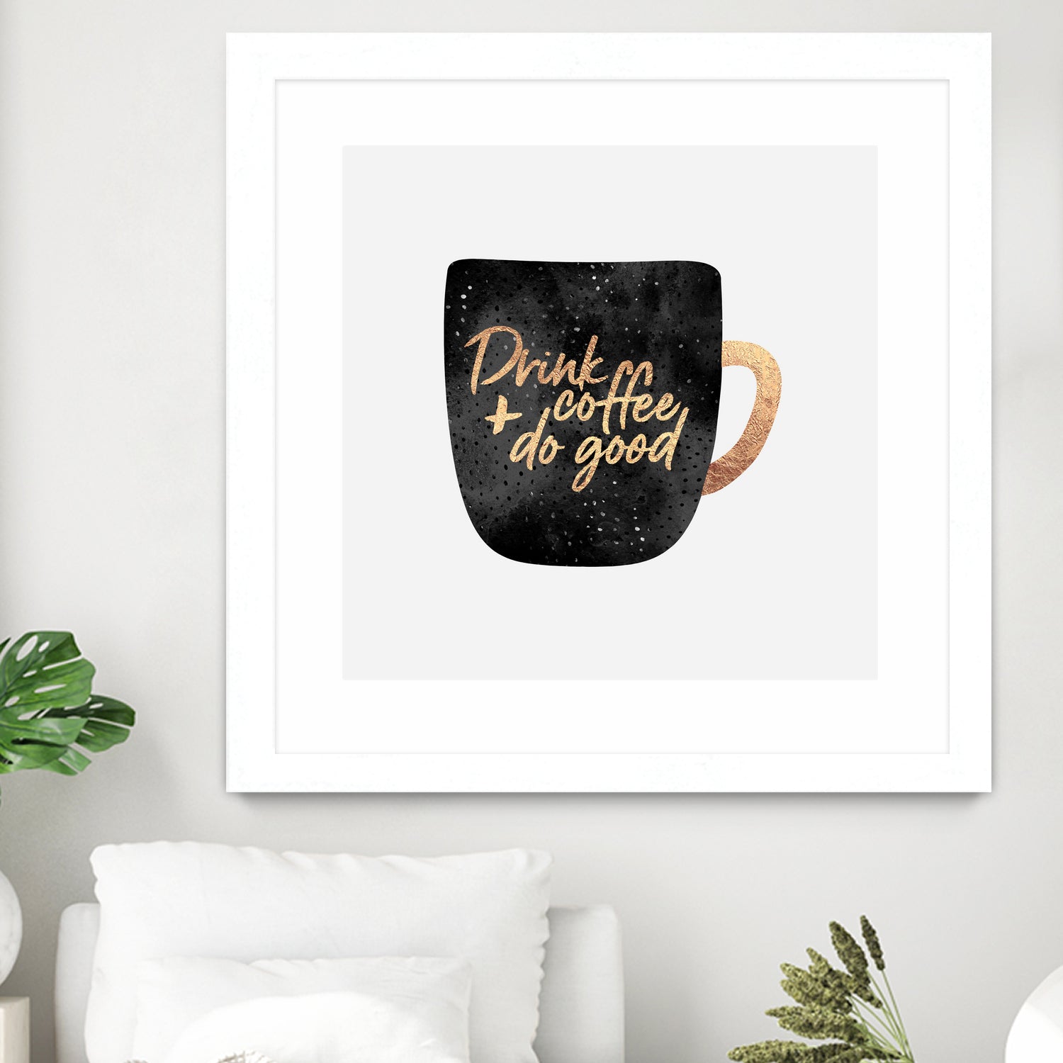 Drink Coffee And Do Good 1 by Elisabeth Fredriksson on GIANT ART - black digital painting