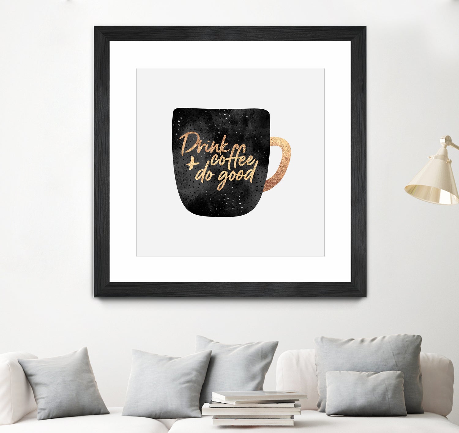 Drink Coffee And Do Good 1 by Elisabeth Fredriksson on GIANT ART - black digital painting