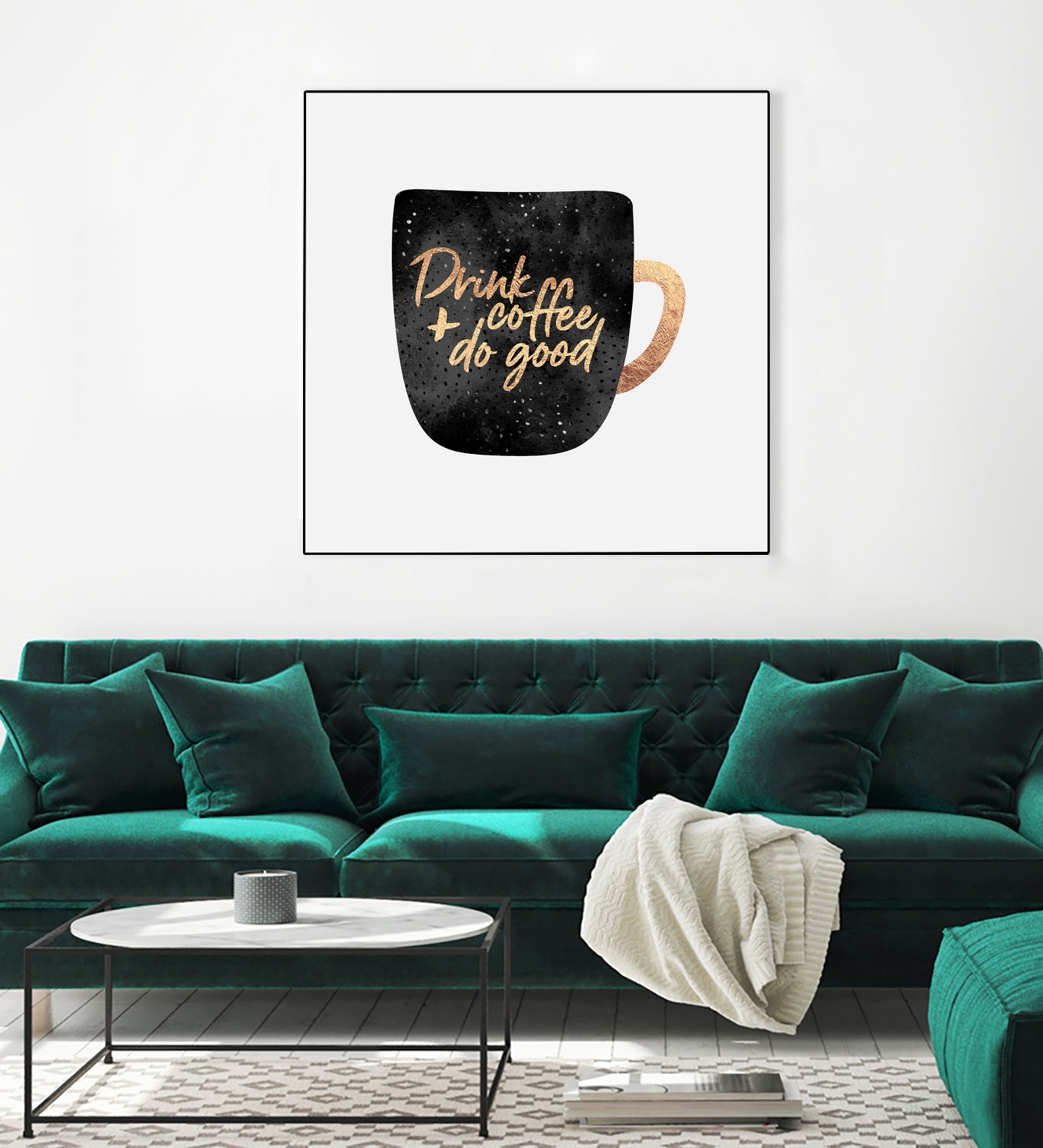 Drink Coffee And Do Good 1 by Elisabeth Fredriksson on GIANT ART - black digital painting