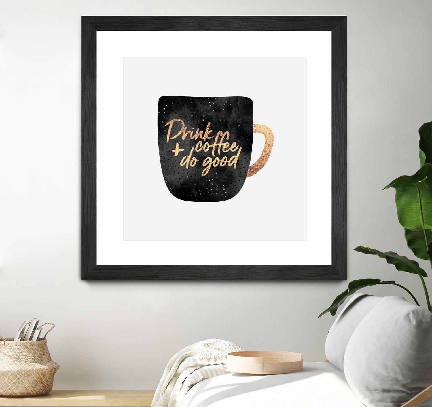 Drink Coffee And Do Good 1 by Elisabeth Fredriksson on GIANT ART - black digital painting