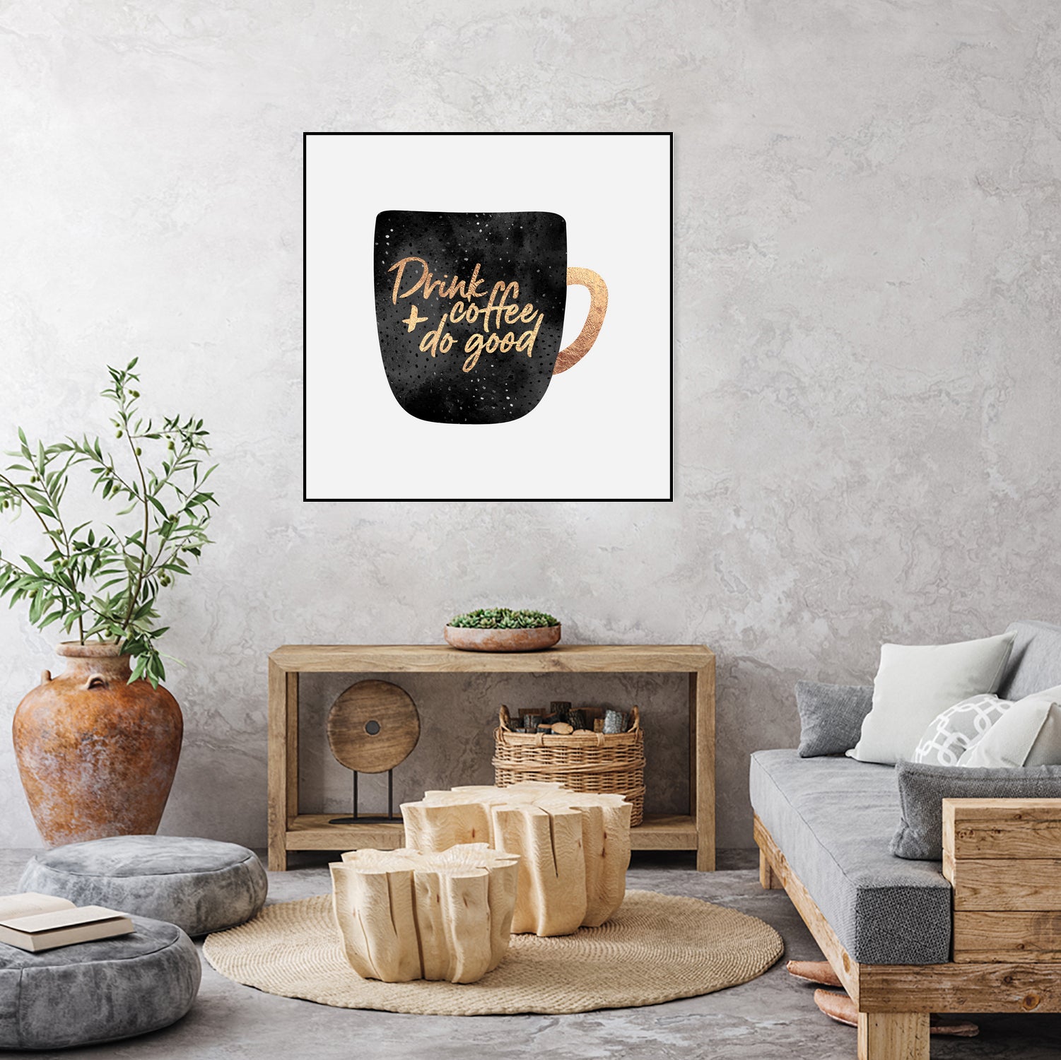 Drink Coffee And Do Good 1 by Elisabeth Fredriksson on GIANT ART - black digital painting