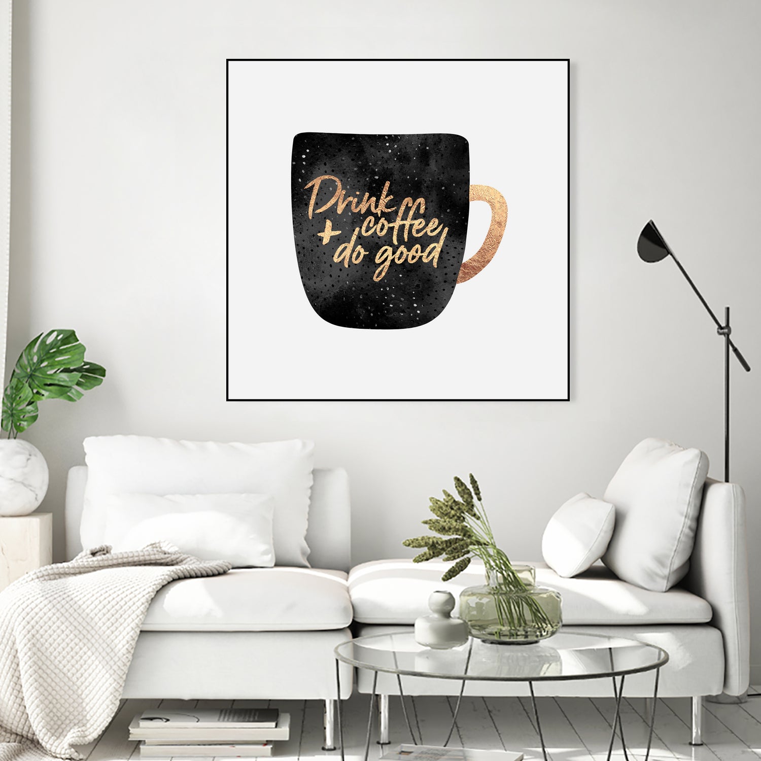 Drink Coffee And Do Good 1 by Elisabeth Fredriksson on GIANT ART - black digital painting