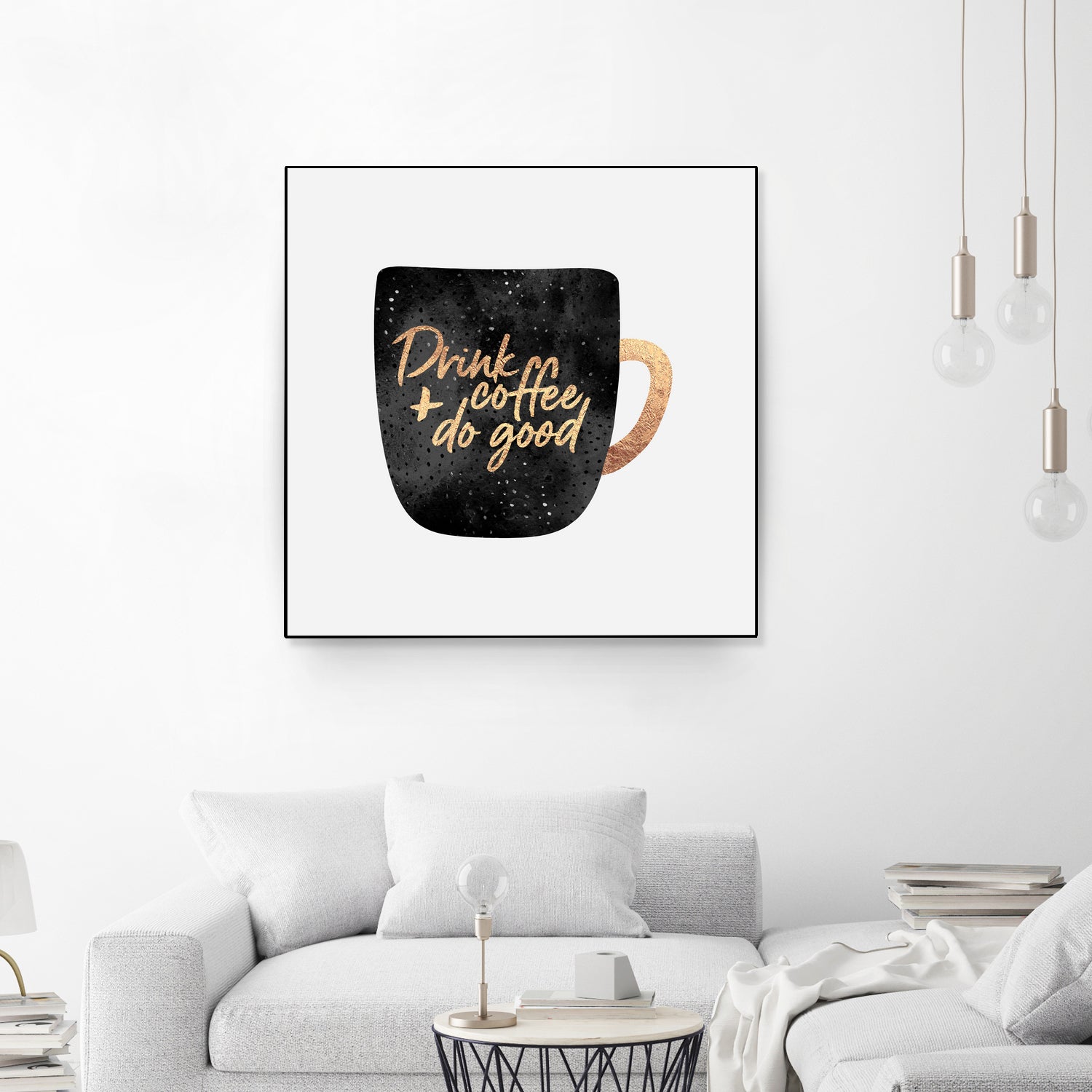 Drink Coffee And Do Good 1 by Elisabeth Fredriksson on GIANT ART - black digital painting