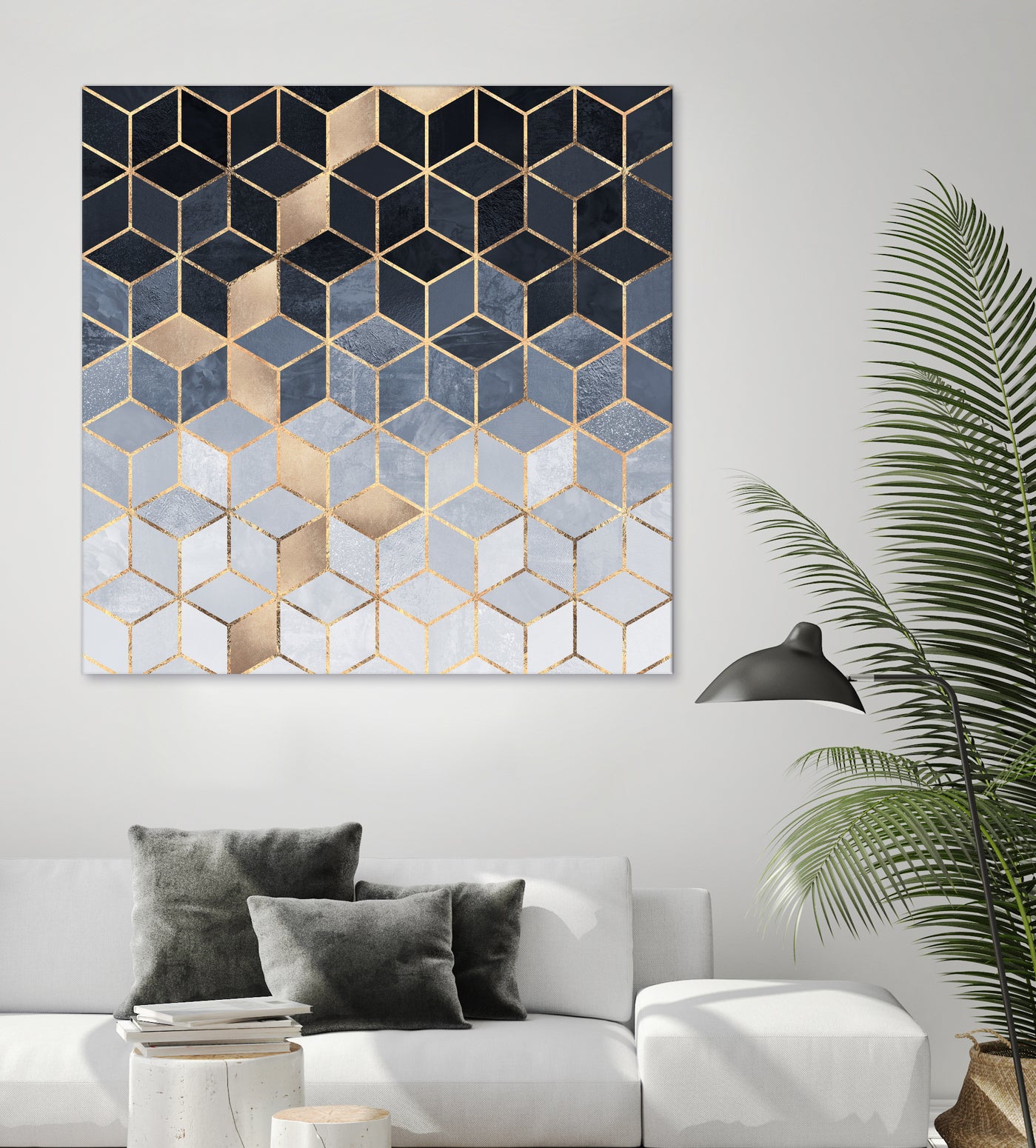 Soft Blue Gradient Cubes by Elisabeth Fredriksson on GIANT ART - blue digital painting