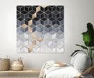 Soft Blue Gradient Cubes by Elisabeth Fredriksson on GIANT ART - blue digital painting