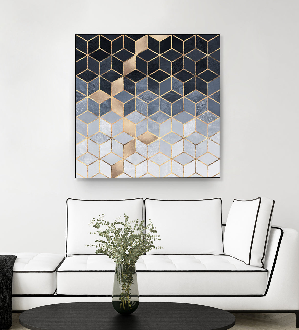 Soft Blue Gradient Cubes by Elisabeth Fredriksson on GIANT ART - blue digital painting