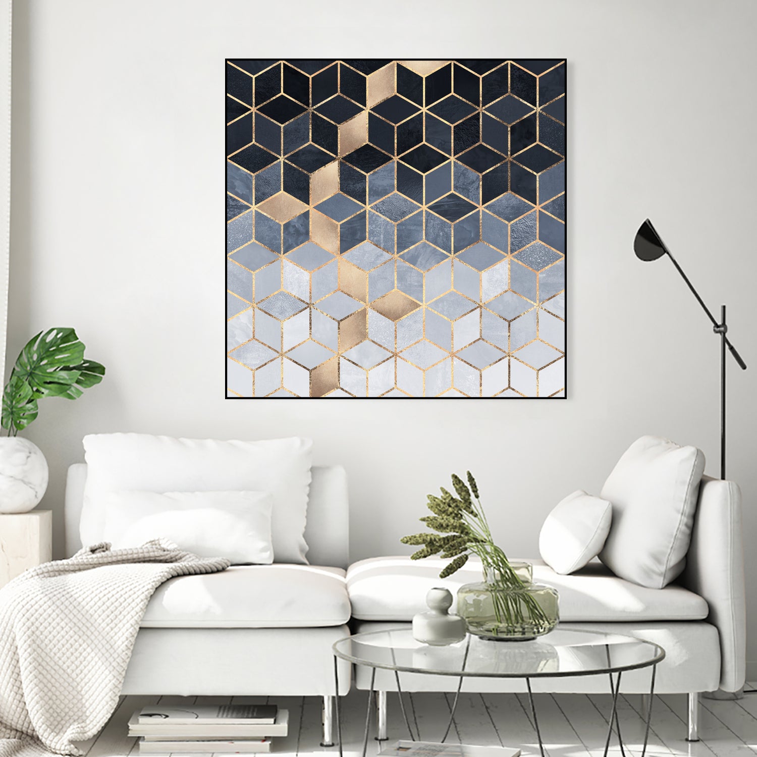 Soft Blue Gradient Cubes by Elisabeth Fredriksson on GIANT ART - blue digital painting