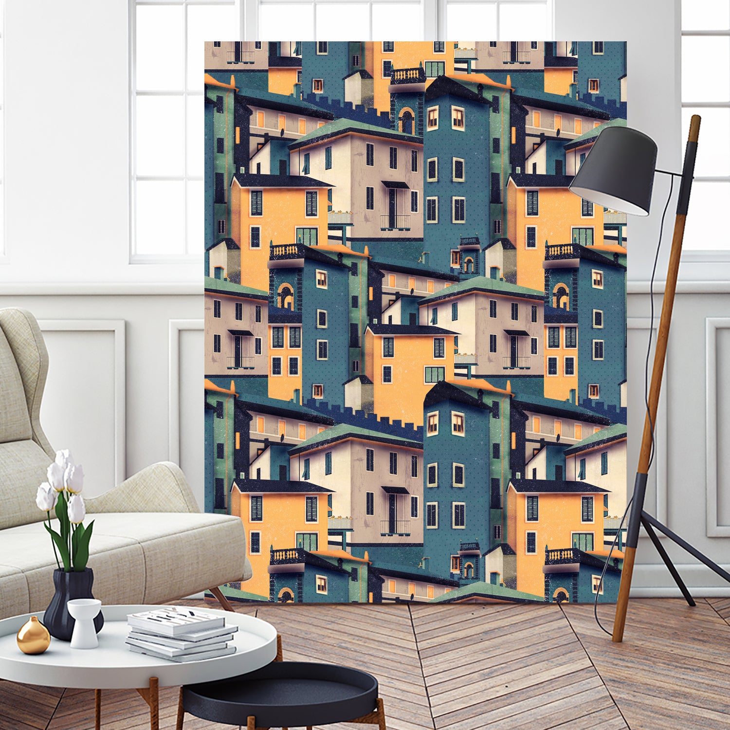 Night Castles (Pattern) by Romina Lutz on GIANT ART - yellow digital painting