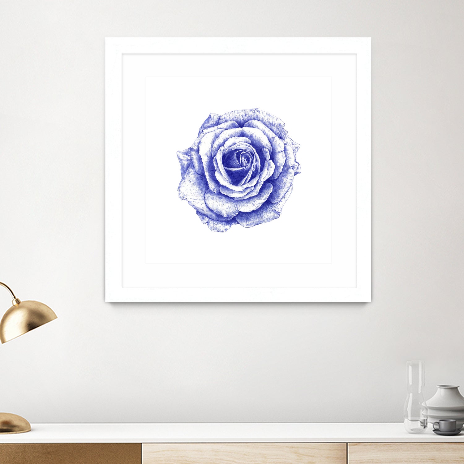 Ballpoint Blue Rose by Ronny Petrus Johannes Kools on GIANT ART - blue mixed media