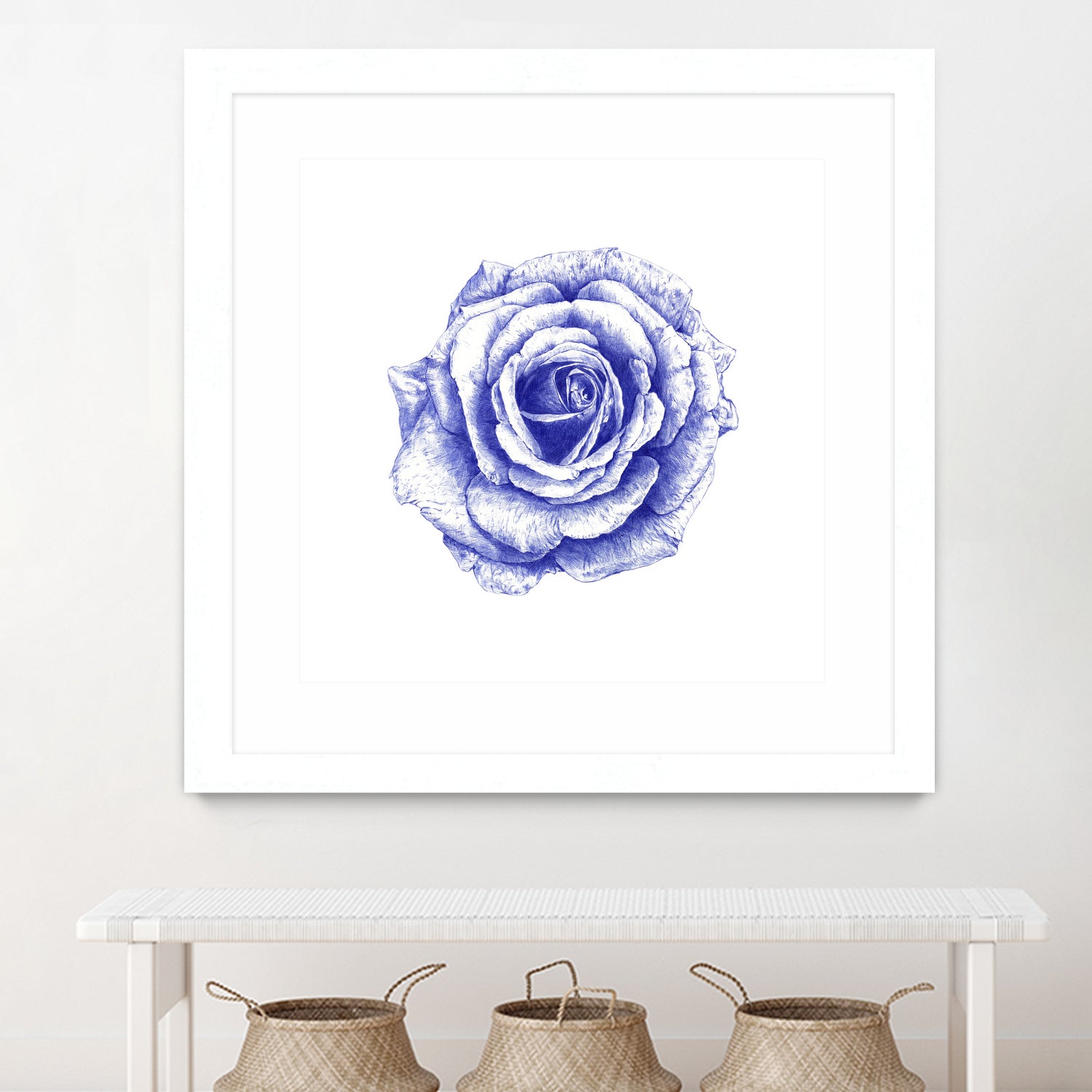 Ballpoint Blue Rose by Ronny Petrus Johannes Kools on GIANT ART - blue mixed media