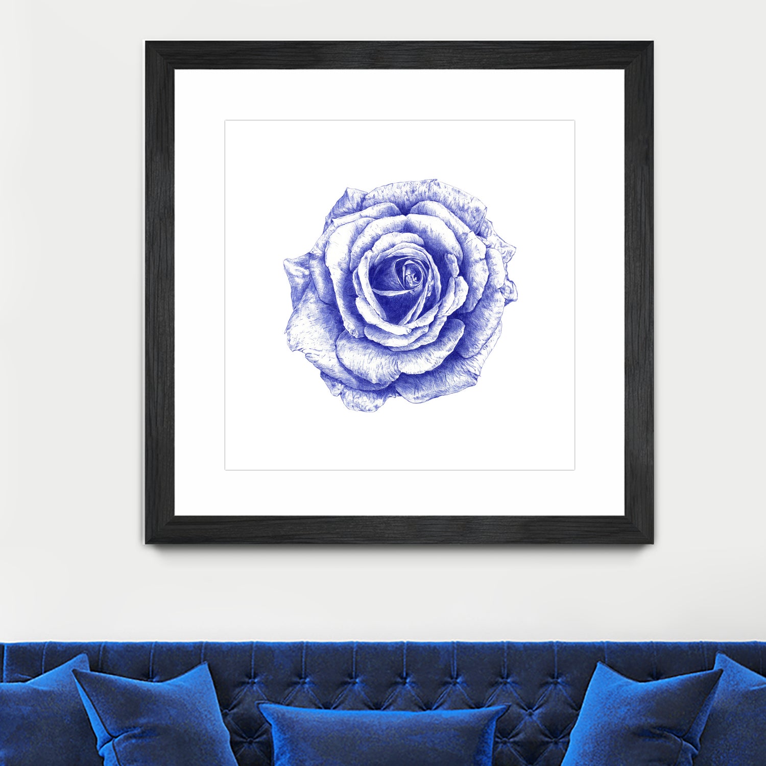 Ballpoint Blue Rose by Ronny Petrus Johannes Kools on GIANT ART - blue mixed media