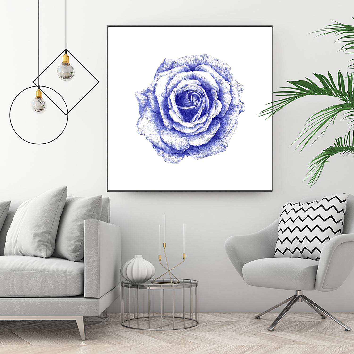 Ballpoint Blue Rose by Ronny Petrus Johannes Kools on GIANT ART - blue mixed media