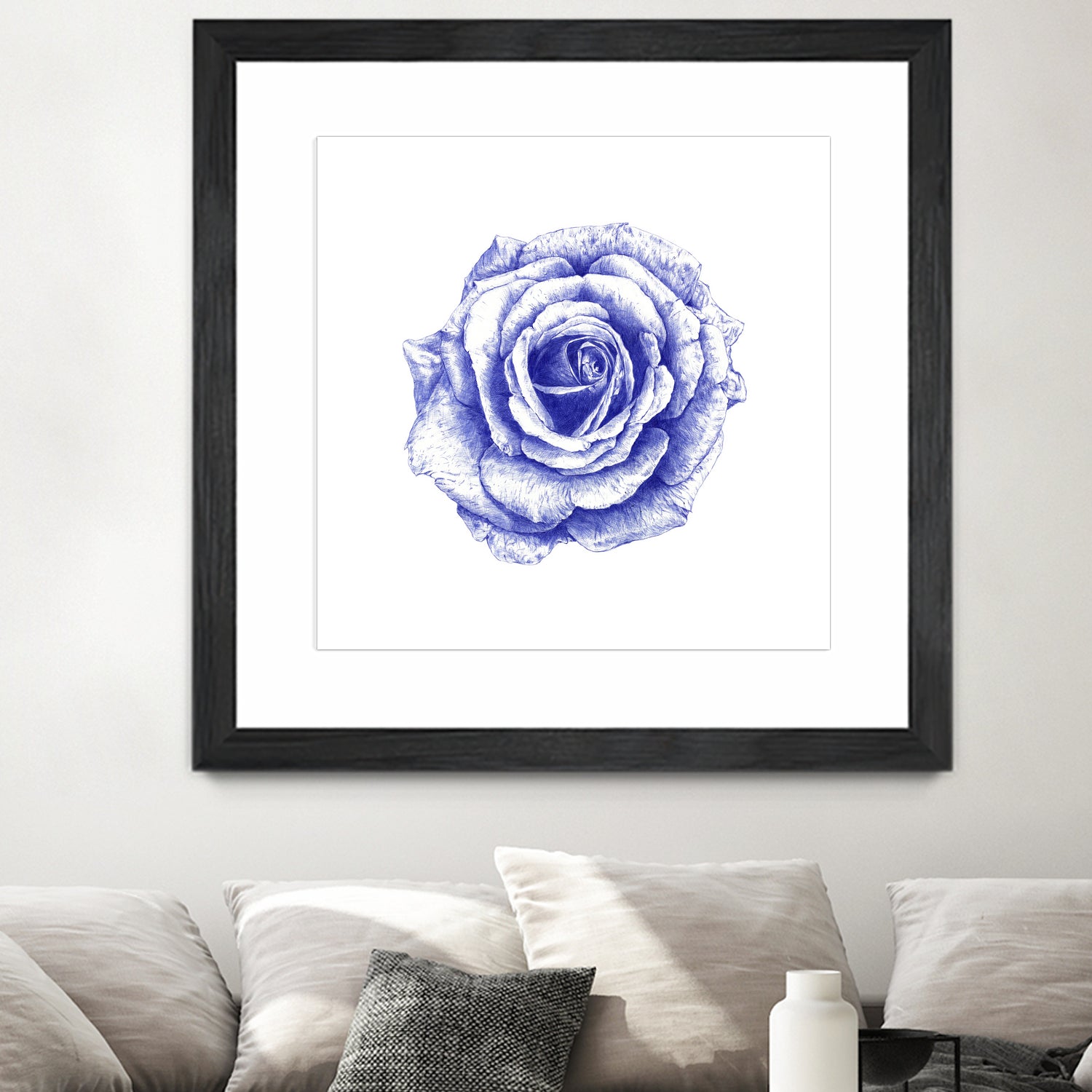 Ballpoint Blue Rose by Ronny Petrus Johannes Kools on GIANT ART - blue mixed media