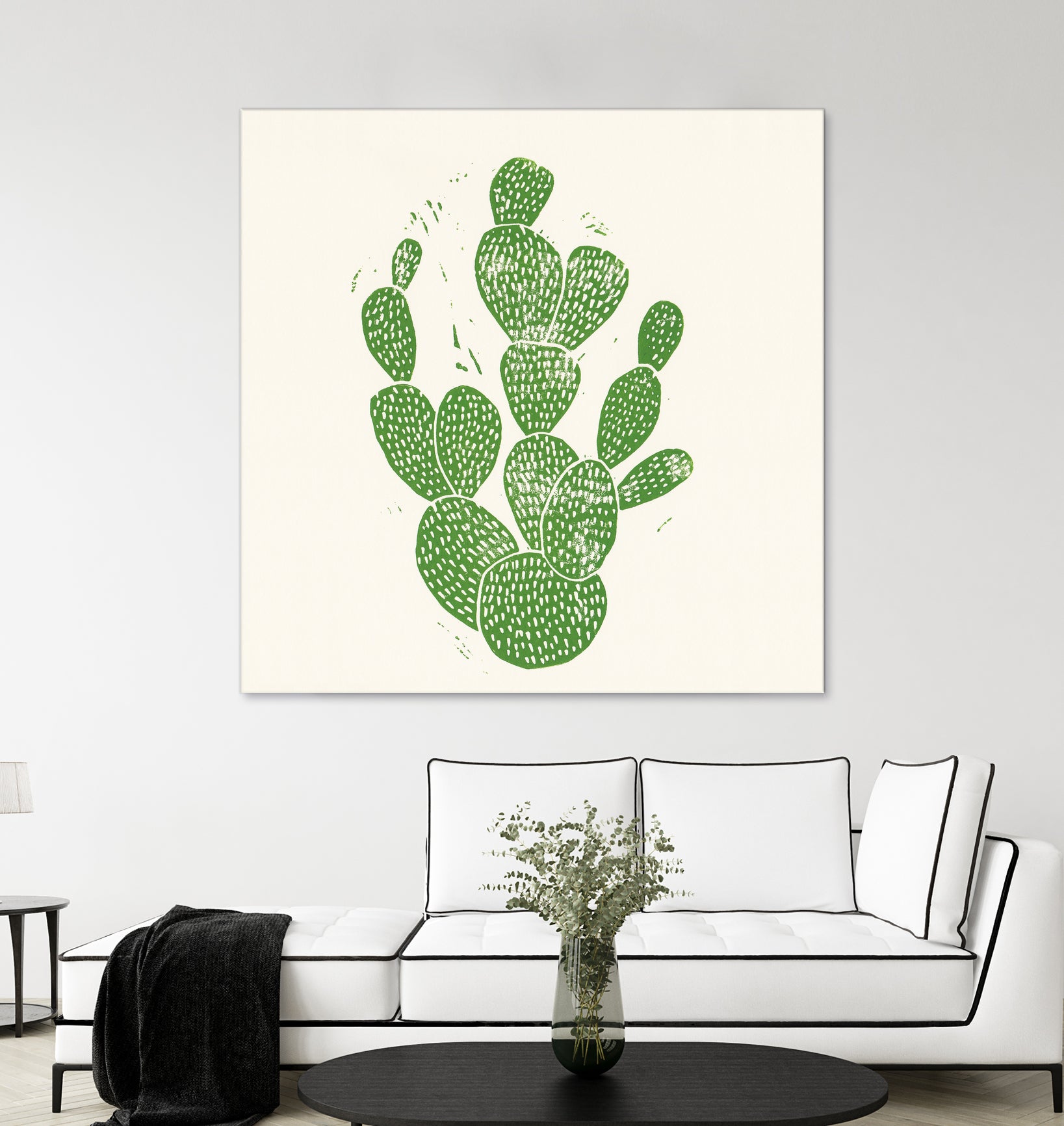 Linocut Cacti by Bianca Green on GIANT ART - green mixed media