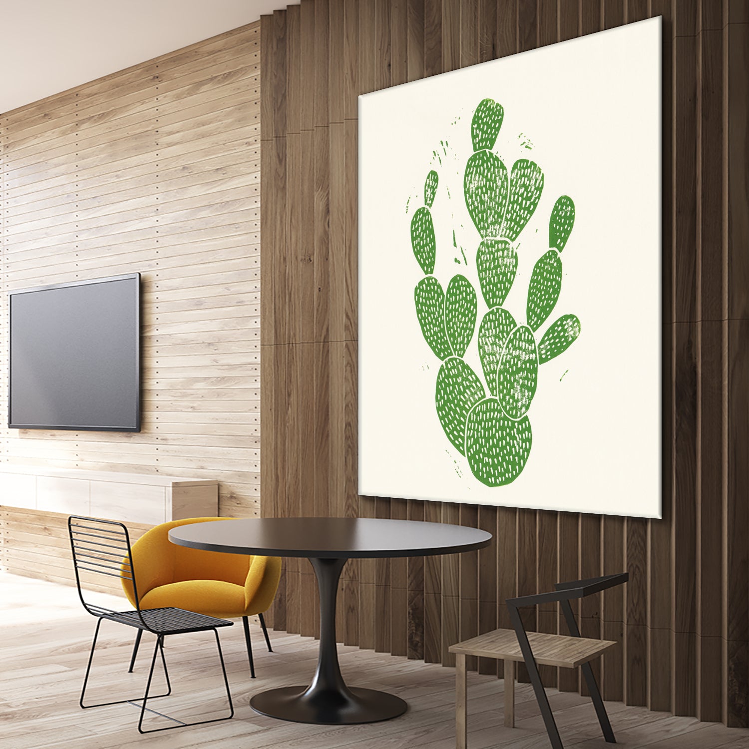 Linocut Cacti by Bianca Green on GIANT ART - green mixed media