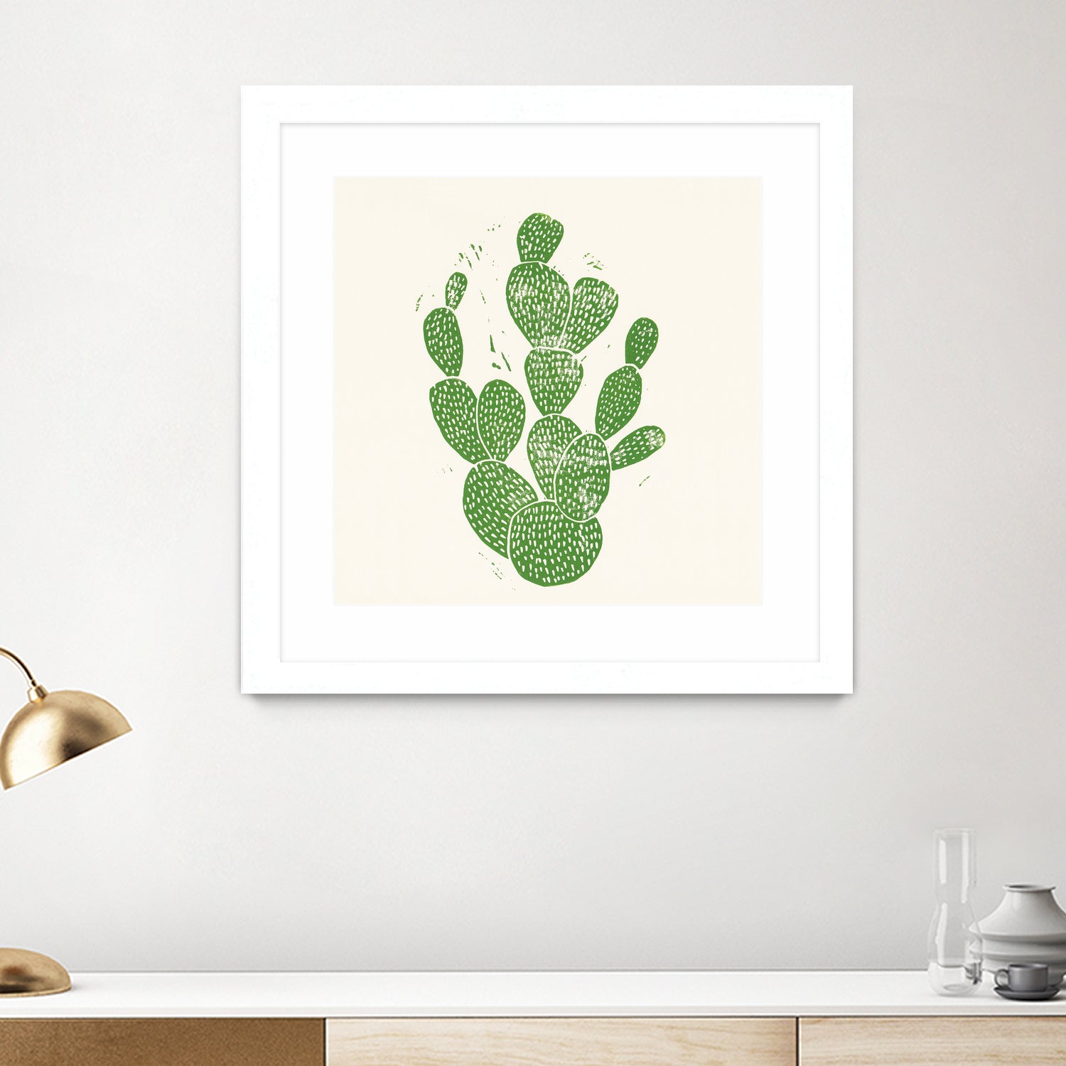 Linocut Cacti by Bianca Green on GIANT ART - green mixed media