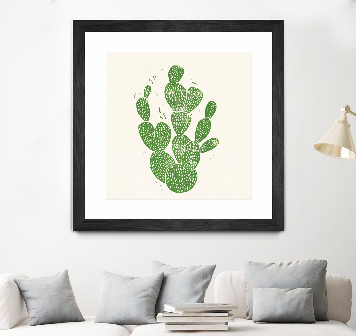 Linocut Cacti by Bianca Green on GIANT ART - green mixed media