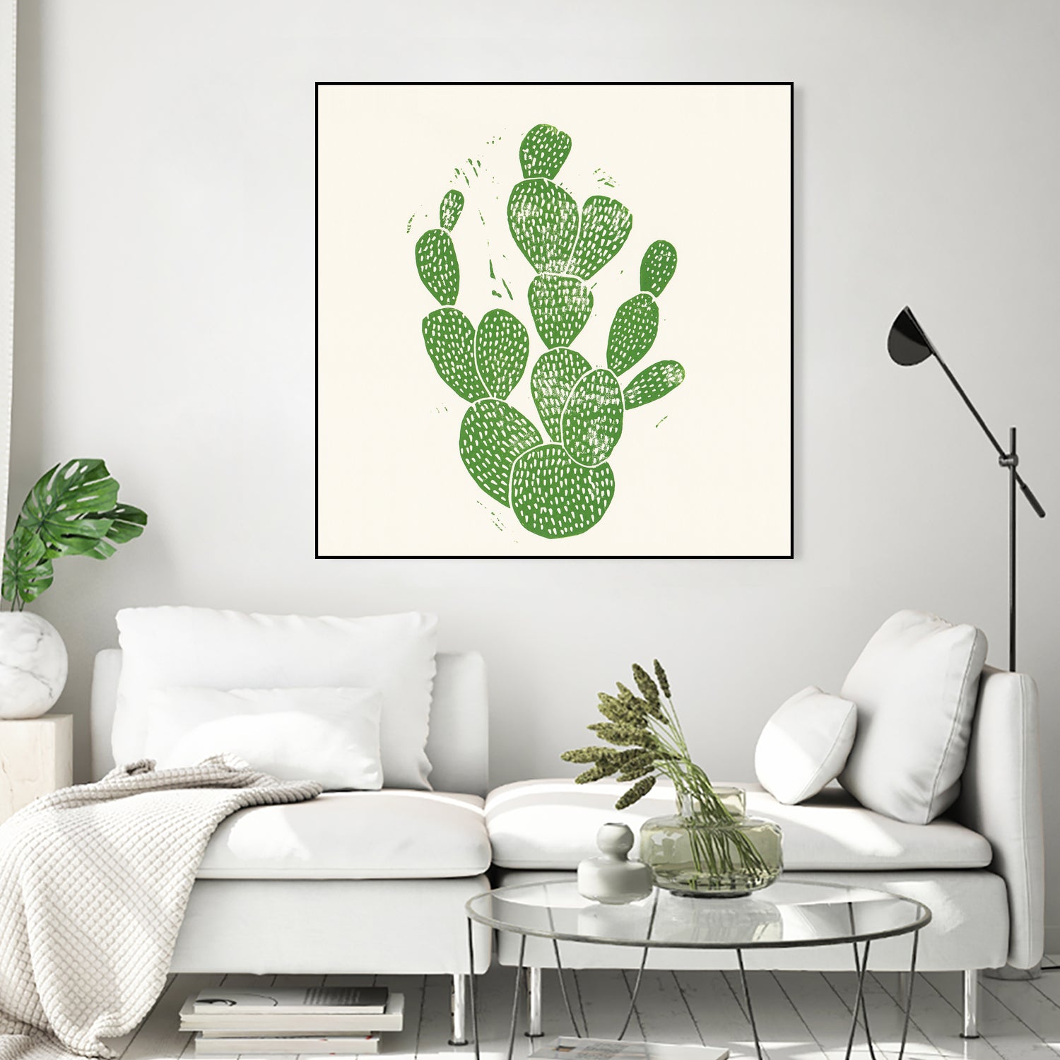 Linocut Cacti by Bianca Green on GIANT ART - green mixed media