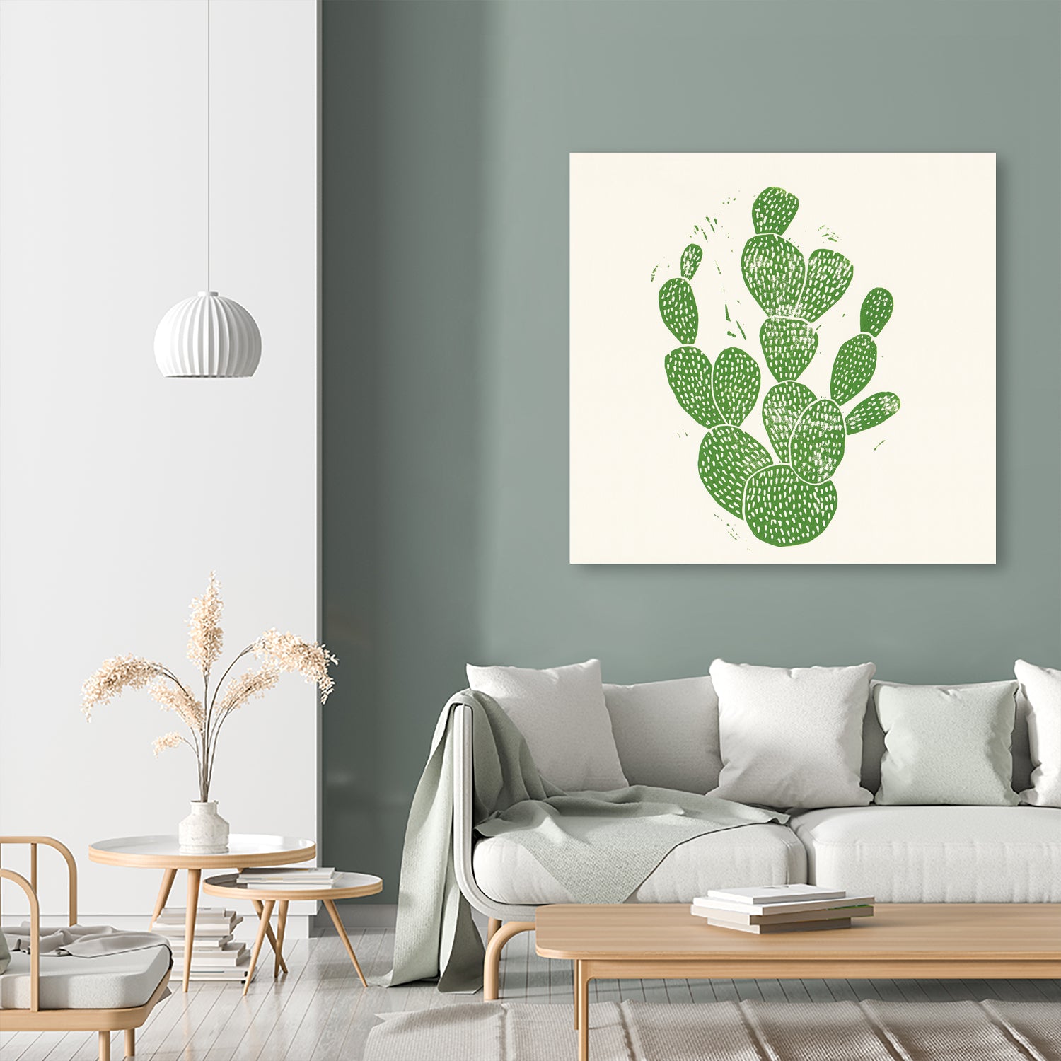 Linocut Cacti by Bianca Green on GIANT ART - green mixed media